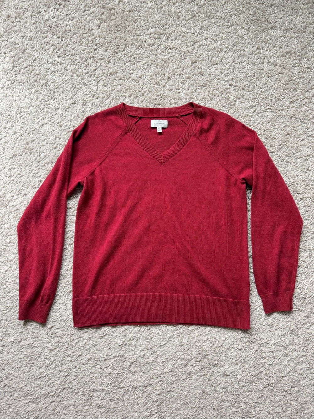Lucky Brand Women's V-Neck Red Sweater Small